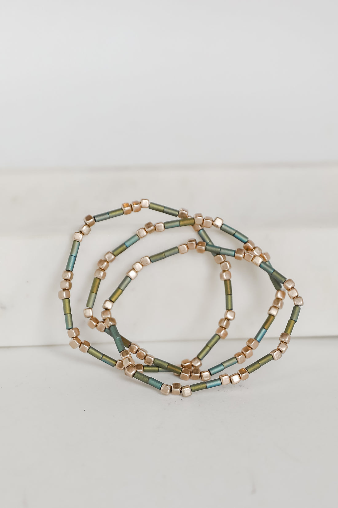 Hannah Green Beaded Bracelet Set