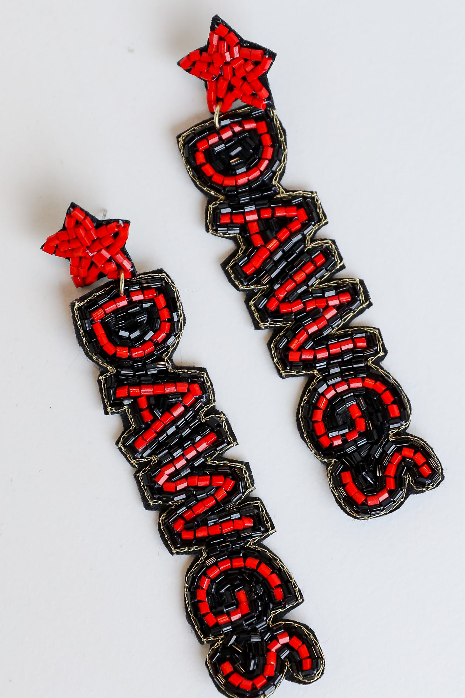 Dawgs Beaded Star Drop Earrings close up