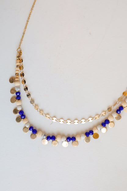 Blue Beaded Layered Necklace