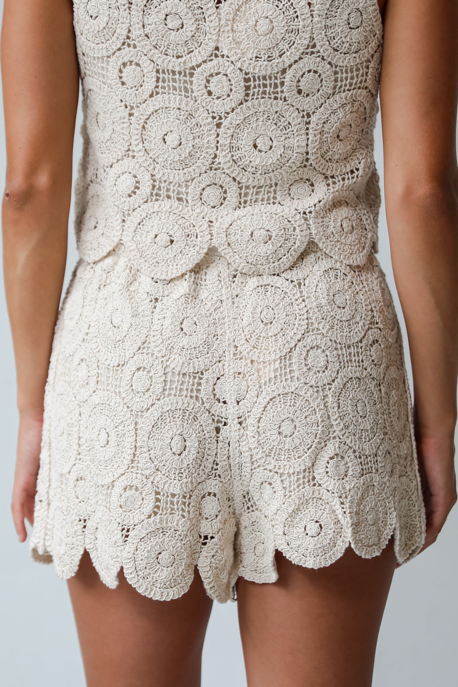 Style Update Beige Crochet Knit Shorts