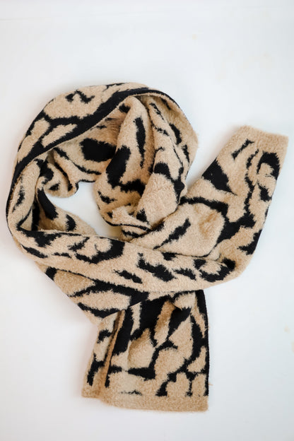 Fierce And Cozy Beige Leopard Scarf