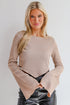 Convincing Poise Beige Ribbed Knit Crop Top