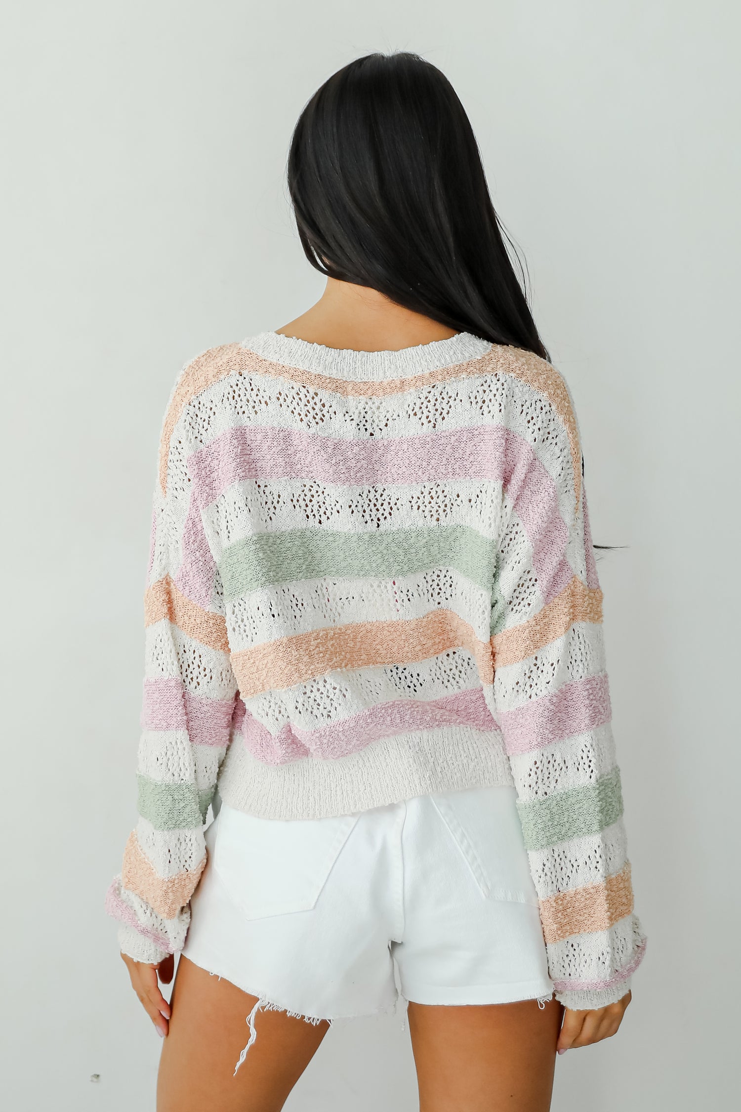 Cute Allure Beige Striped Lightweight Knit Sweater