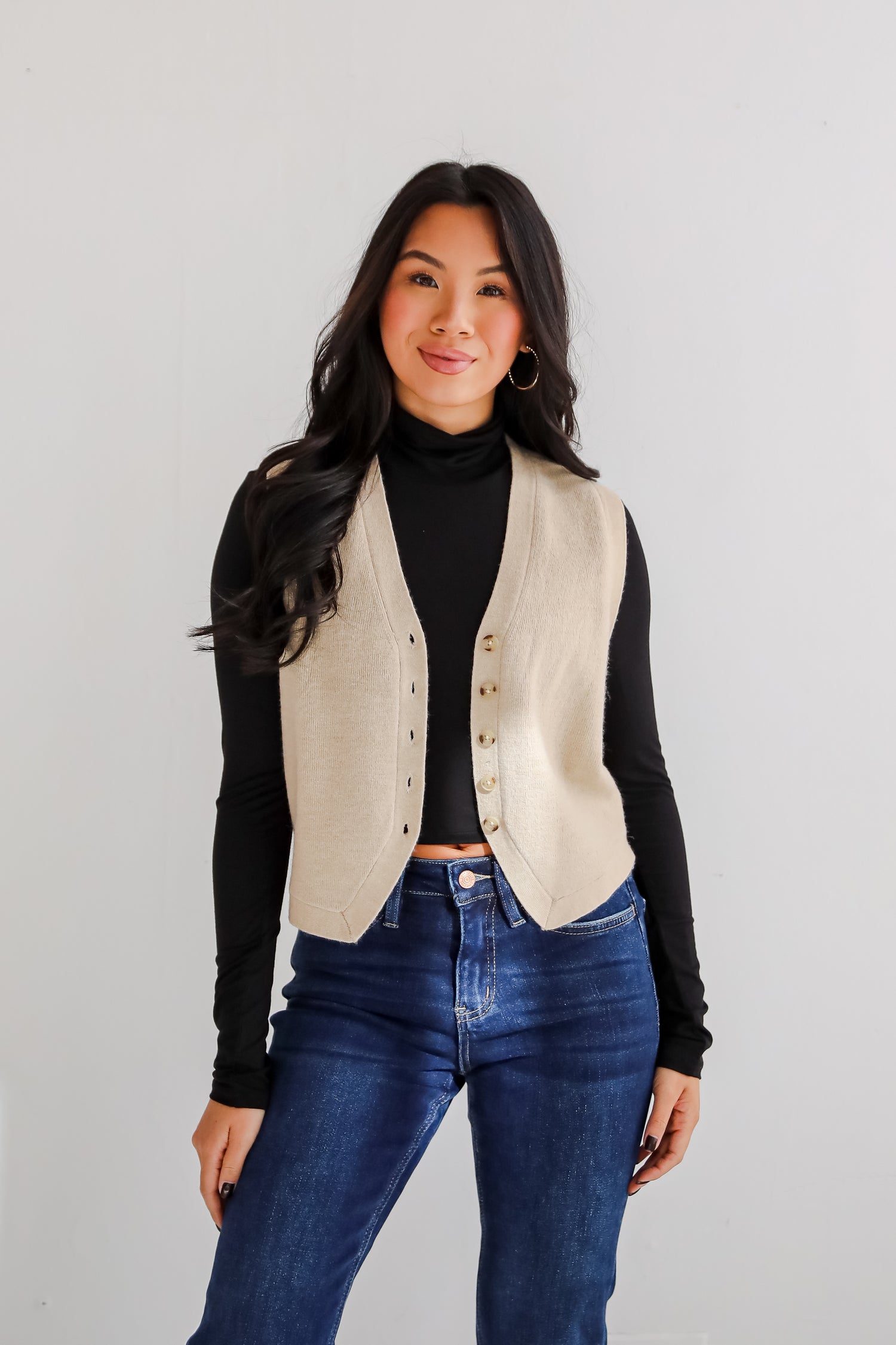 Snuggly Sweetness Beige Sweater Vest