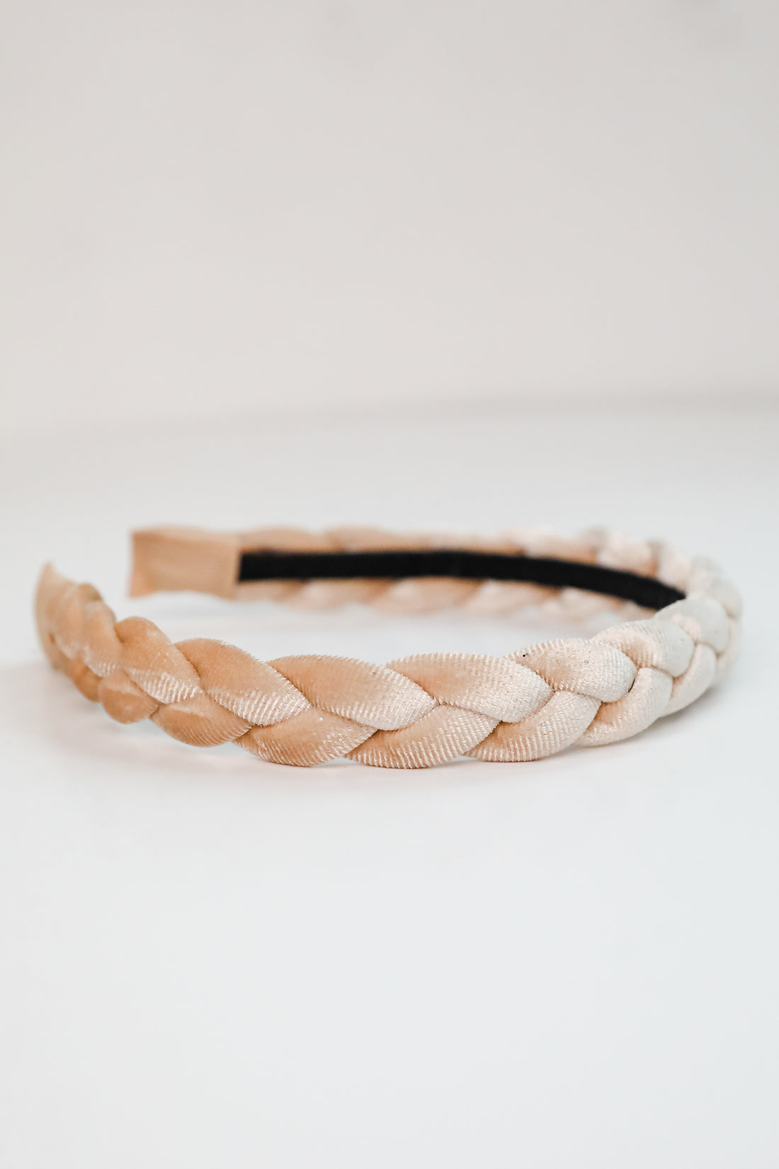 Sweet Credentials Beige Velvet Braided Headband