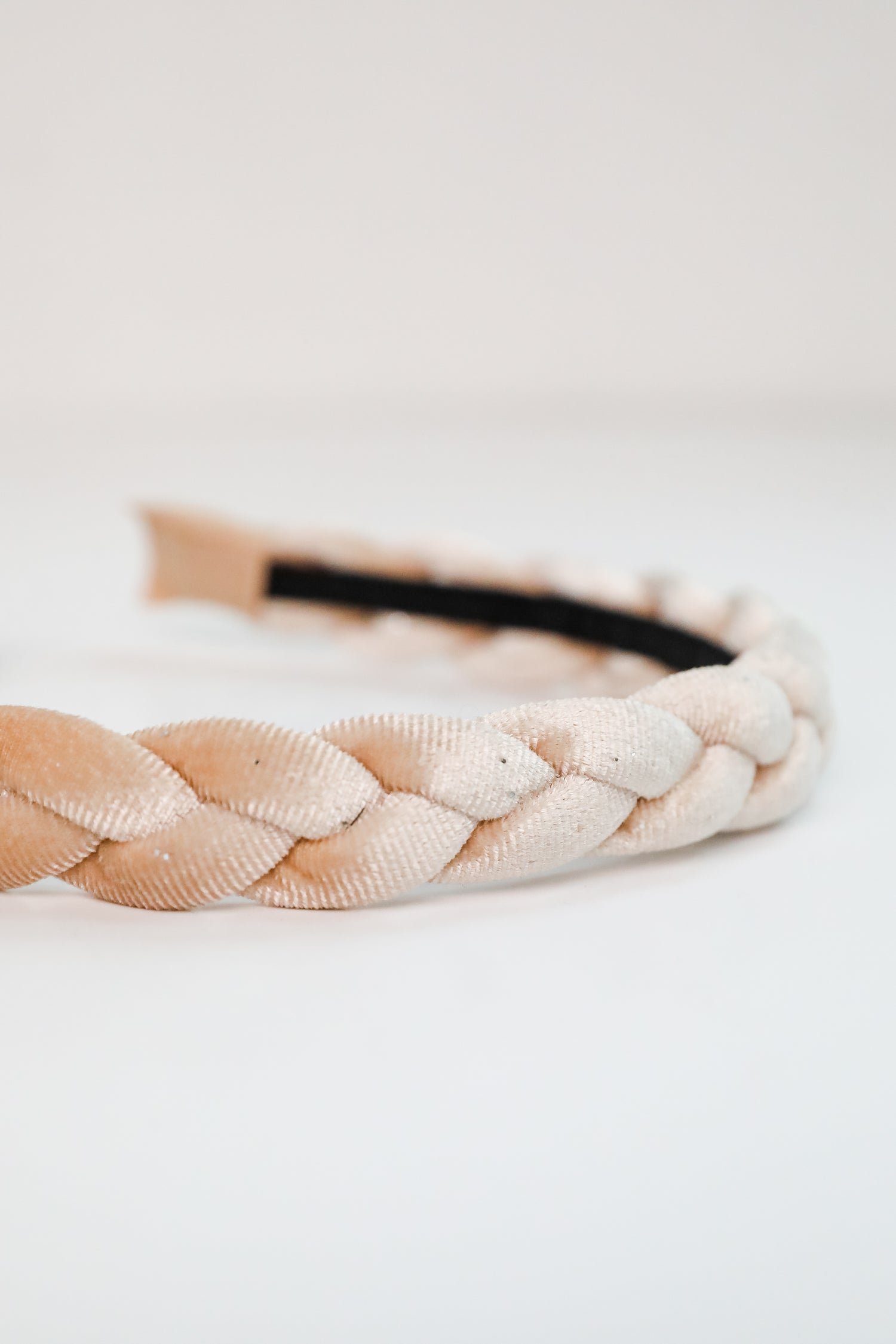 Sweet Credentials Beige Velvet Braided Headband