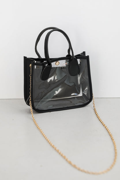 Head To The Stadium Black Clear Crossbody Bag