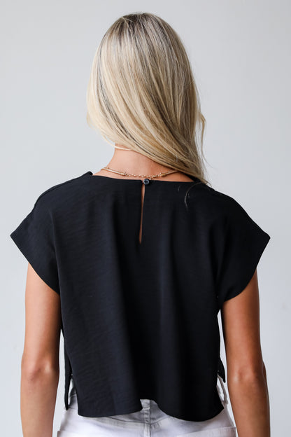 Effortless Escape Black Cropped Blouse