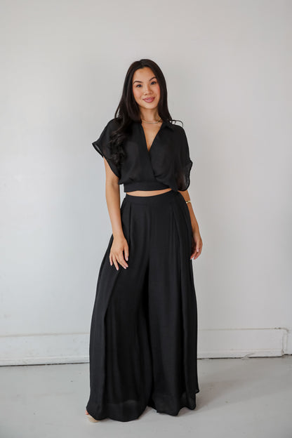 Delightful Direction Black Cropped Blouse