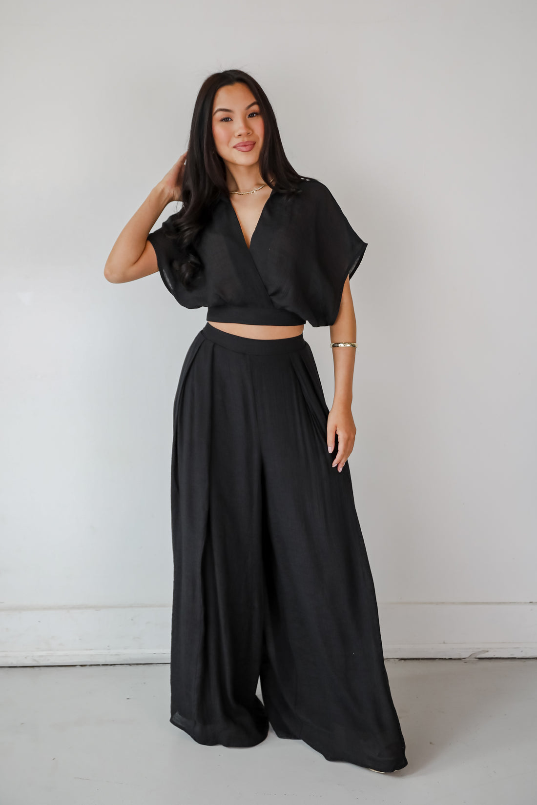 Delightful Direction Black Cropped Blouse