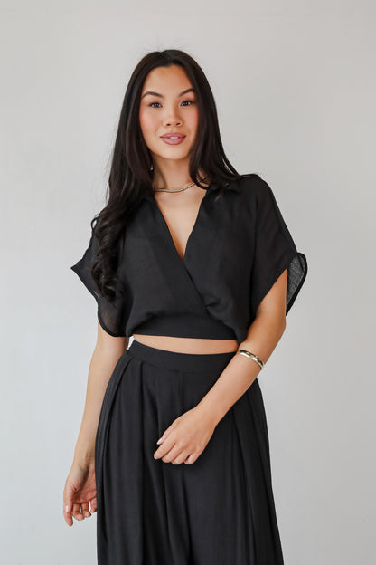 Delightful Direction Black Cropped Blouse