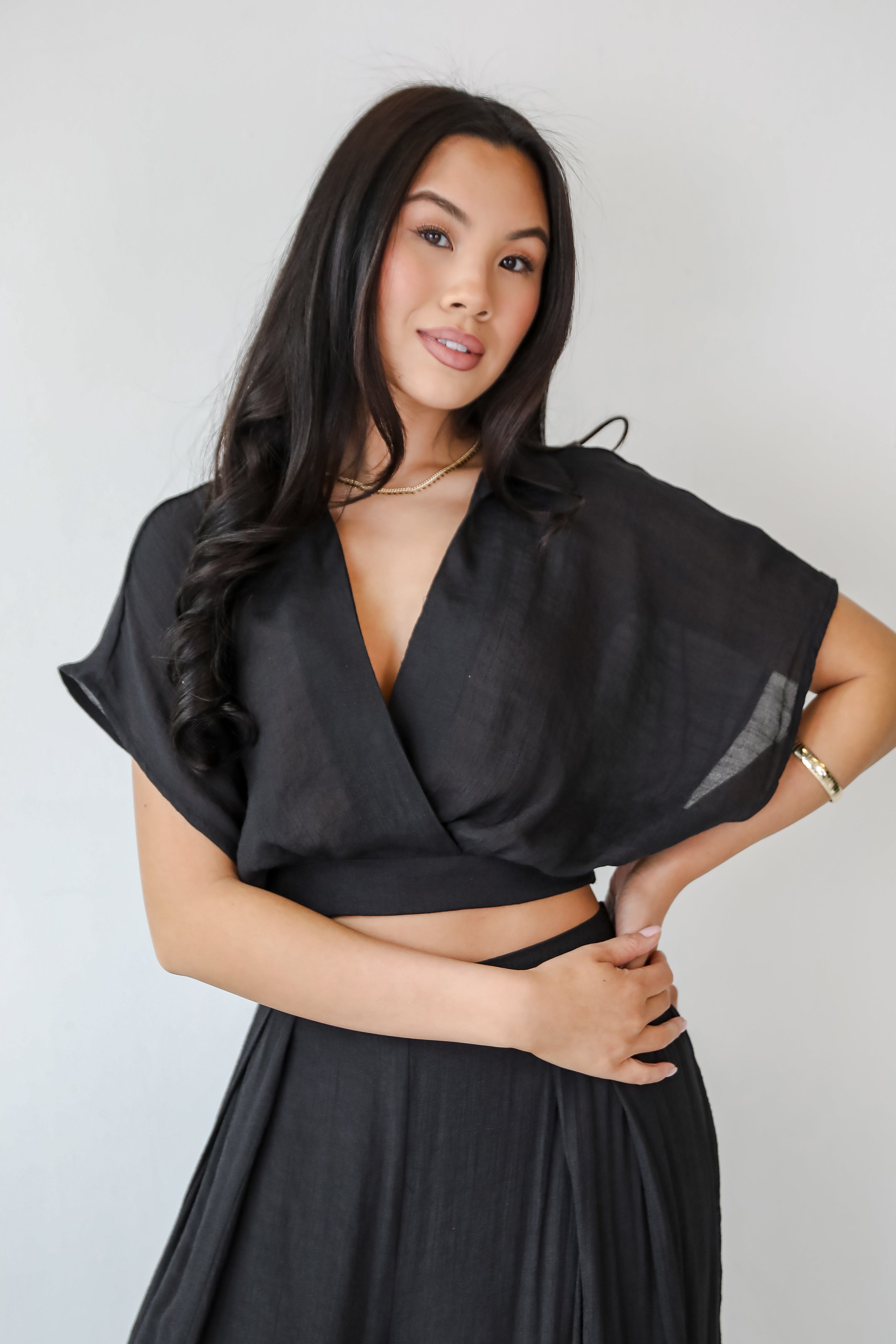 Delightful Direction Black Cropped Blouse