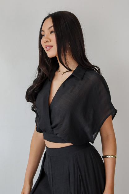 Delightful Direction Black Cropped Blouse