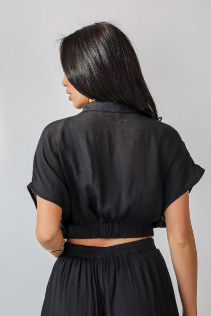 Delightful Direction Black Cropped Blouse