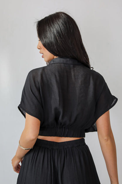 Delightful Direction Black Cropped Blouse