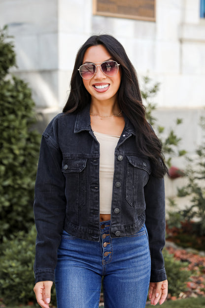 Stylish Staple Black Cropped Denim Jacket