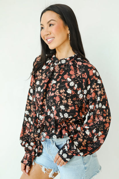 Luxe Possibilities Black Floral Blouse