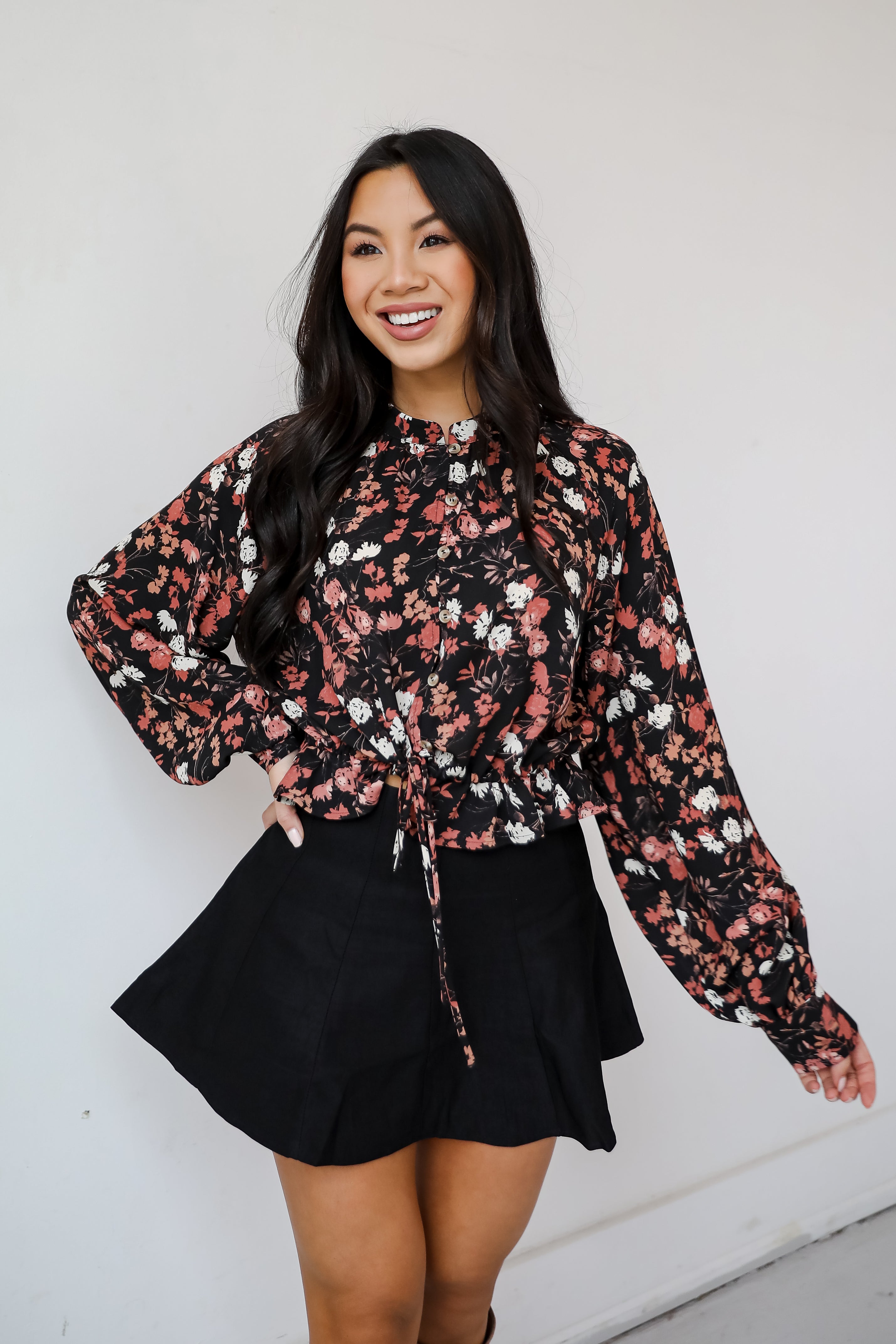 Luxe Possibilities Black Floral Blouse