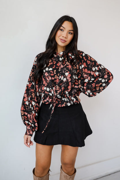 Luxe Possibilities Black Floral Blouse