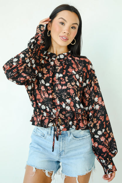 Luxe Possibilities Black Floral Blouse