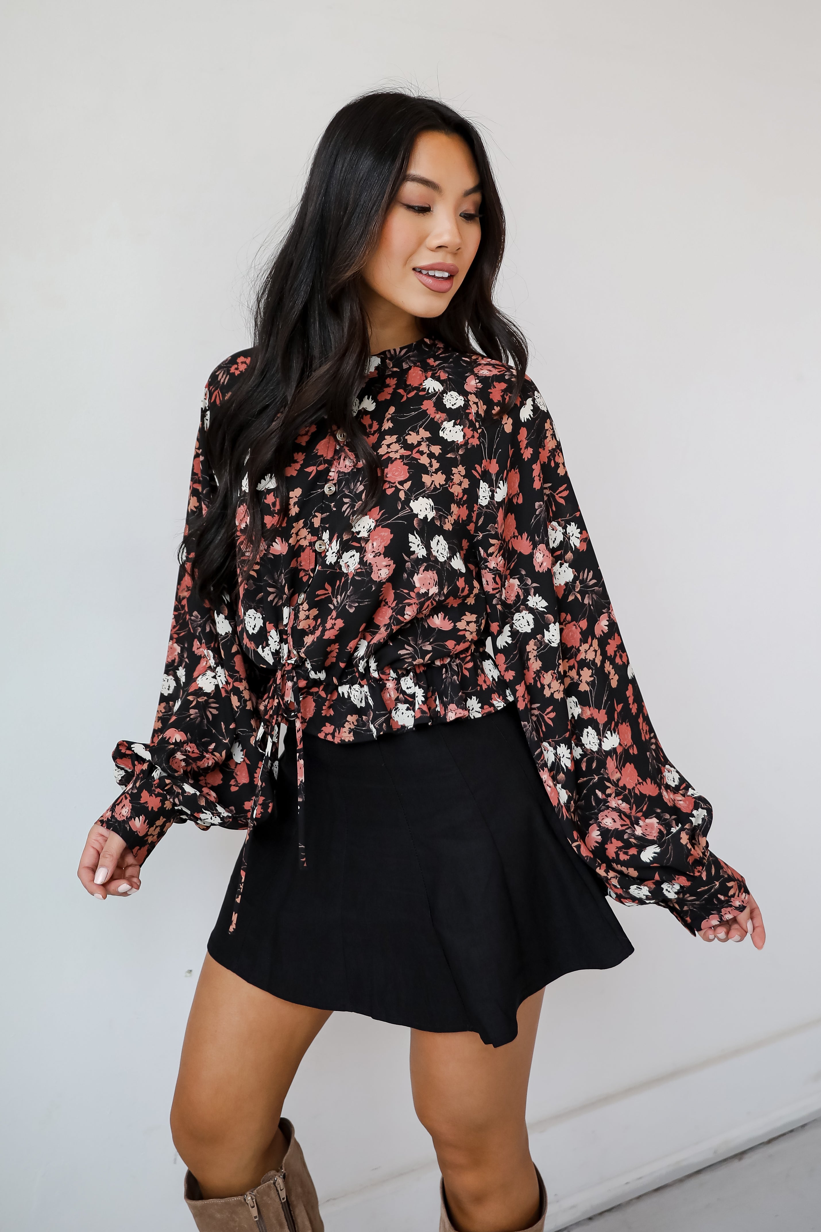 Luxe Possibilities Black Floral Blouse