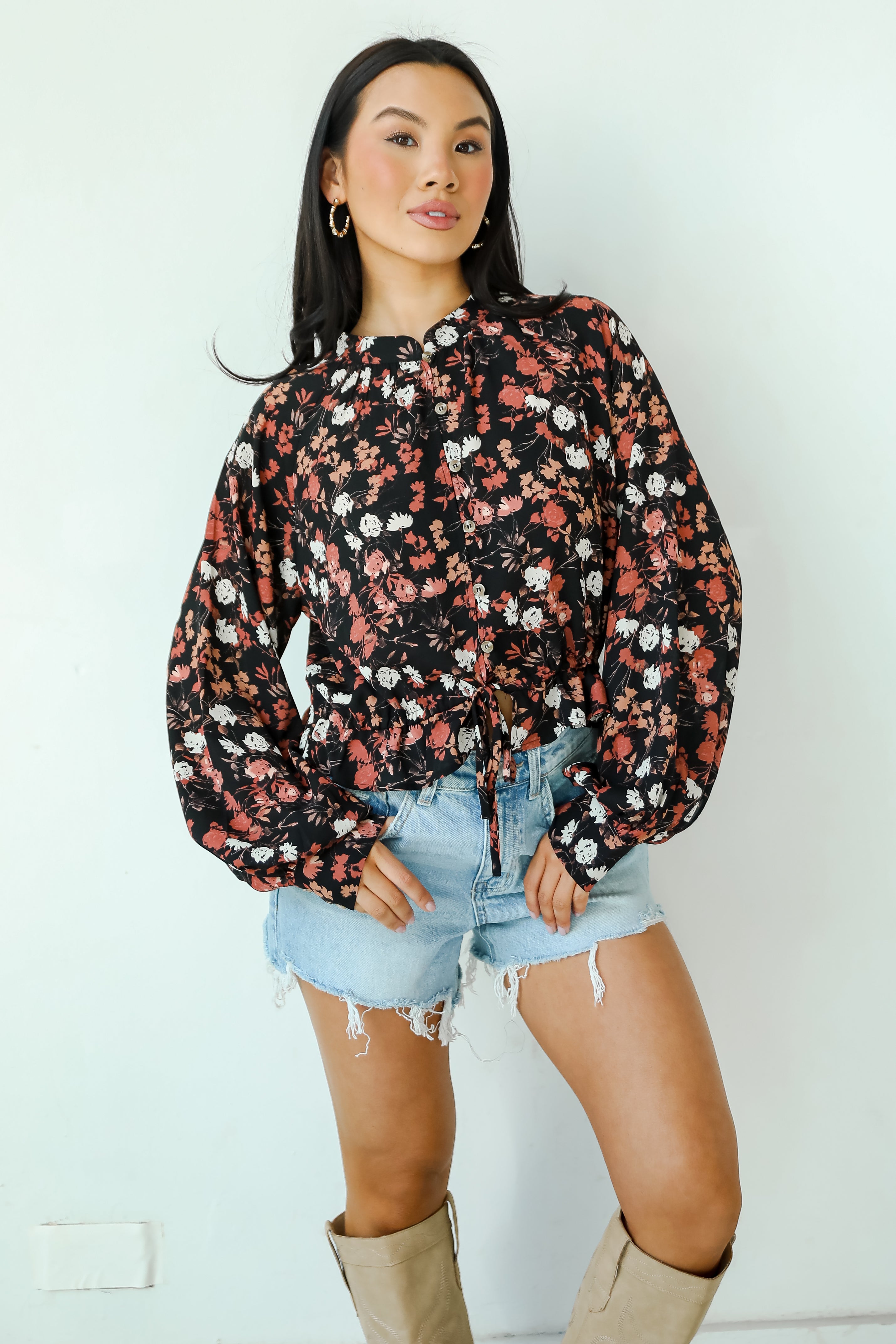 Luxe Possibilities Black Floral Blouse