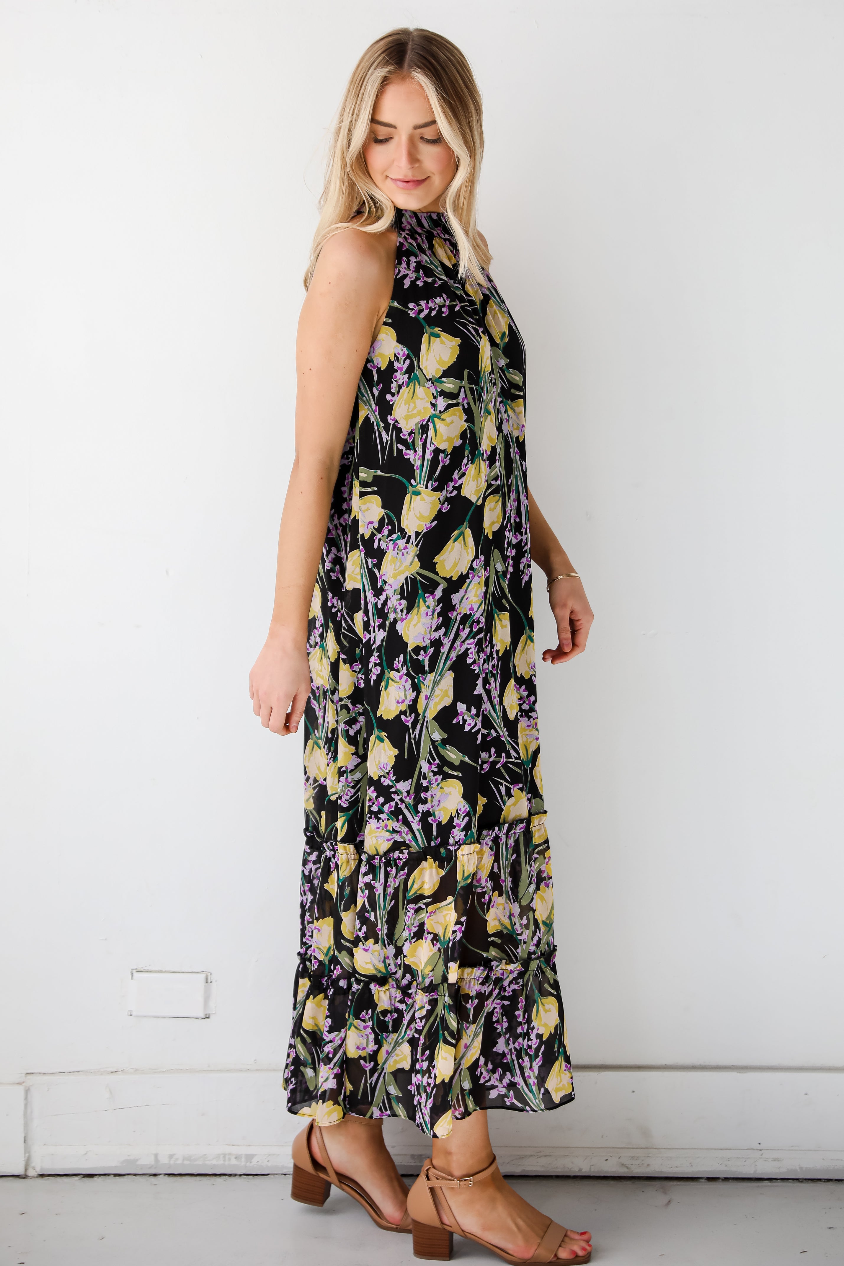 Black Floral Maxi Dress for spring