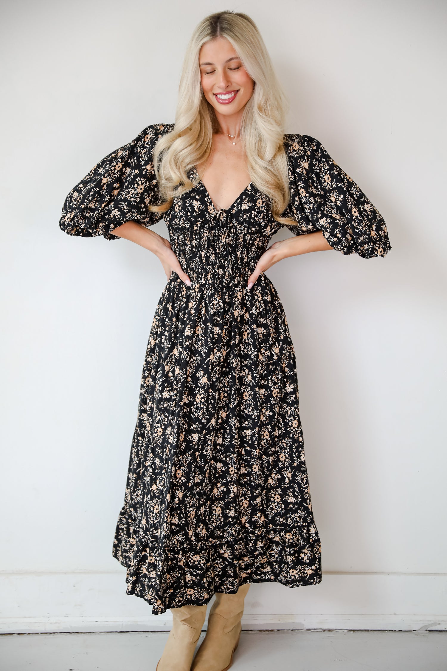 Meet For Tea Black Floral Maxi Dress