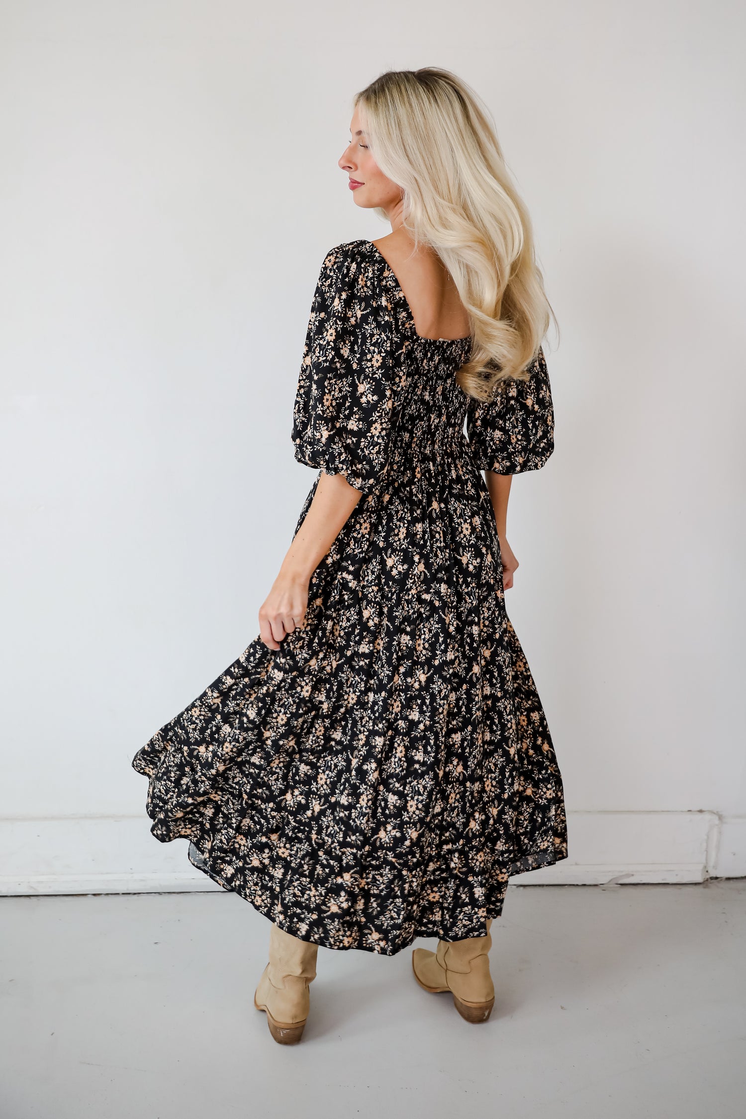 Meet For Tea Black Floral Maxi Dress