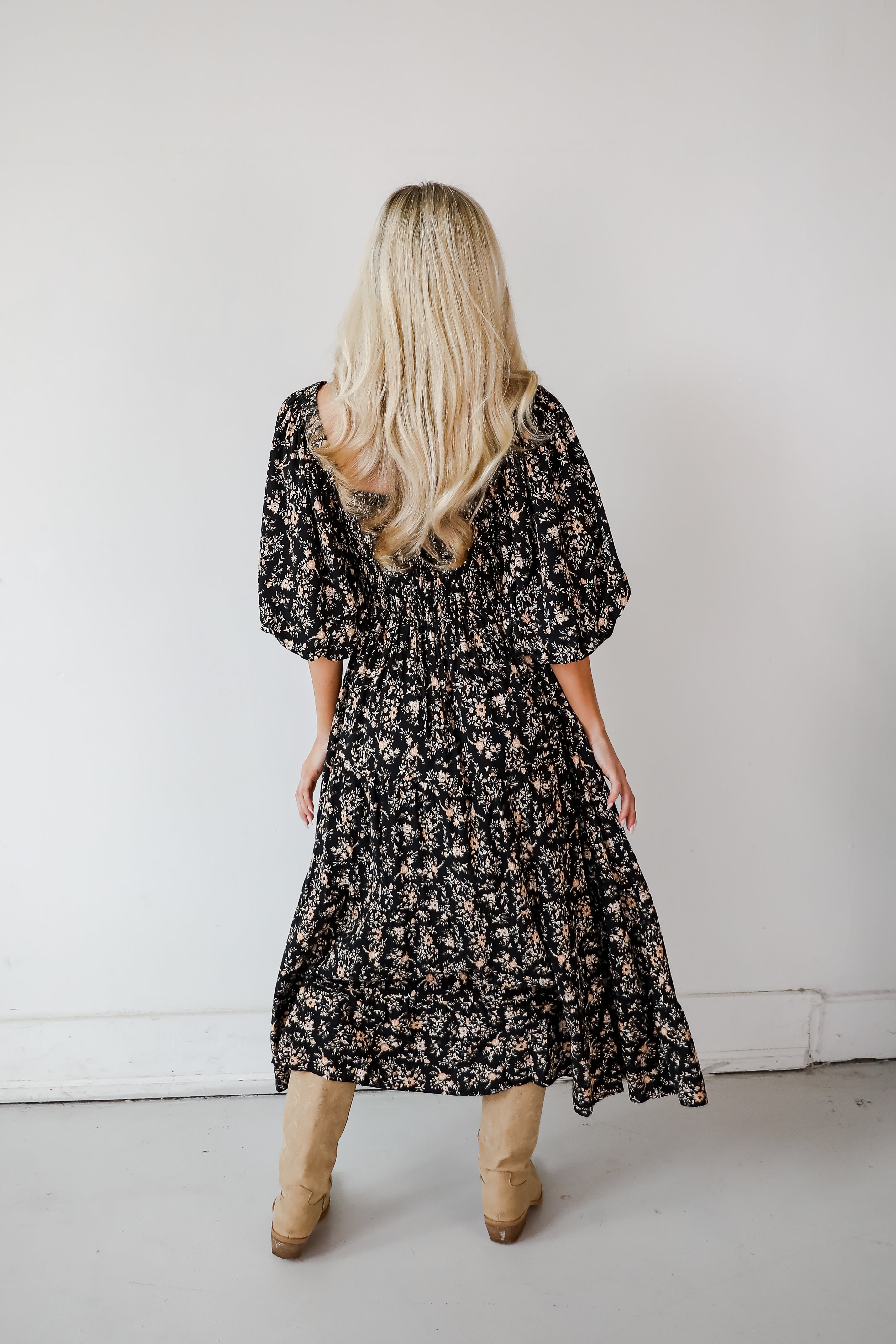 Meet For Tea Black Floral Maxi Dress