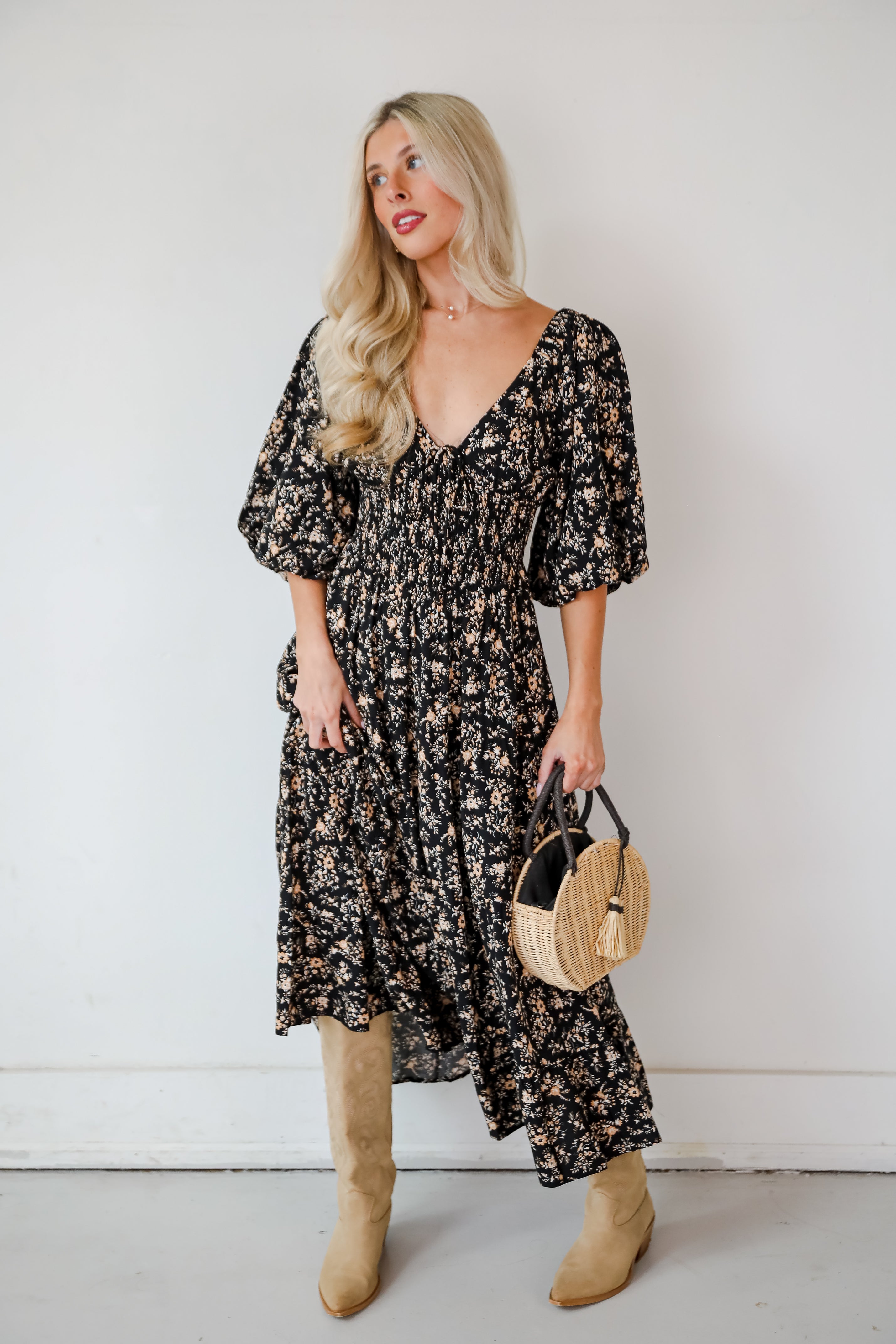 Meet For Tea Black Floral Maxi Dress