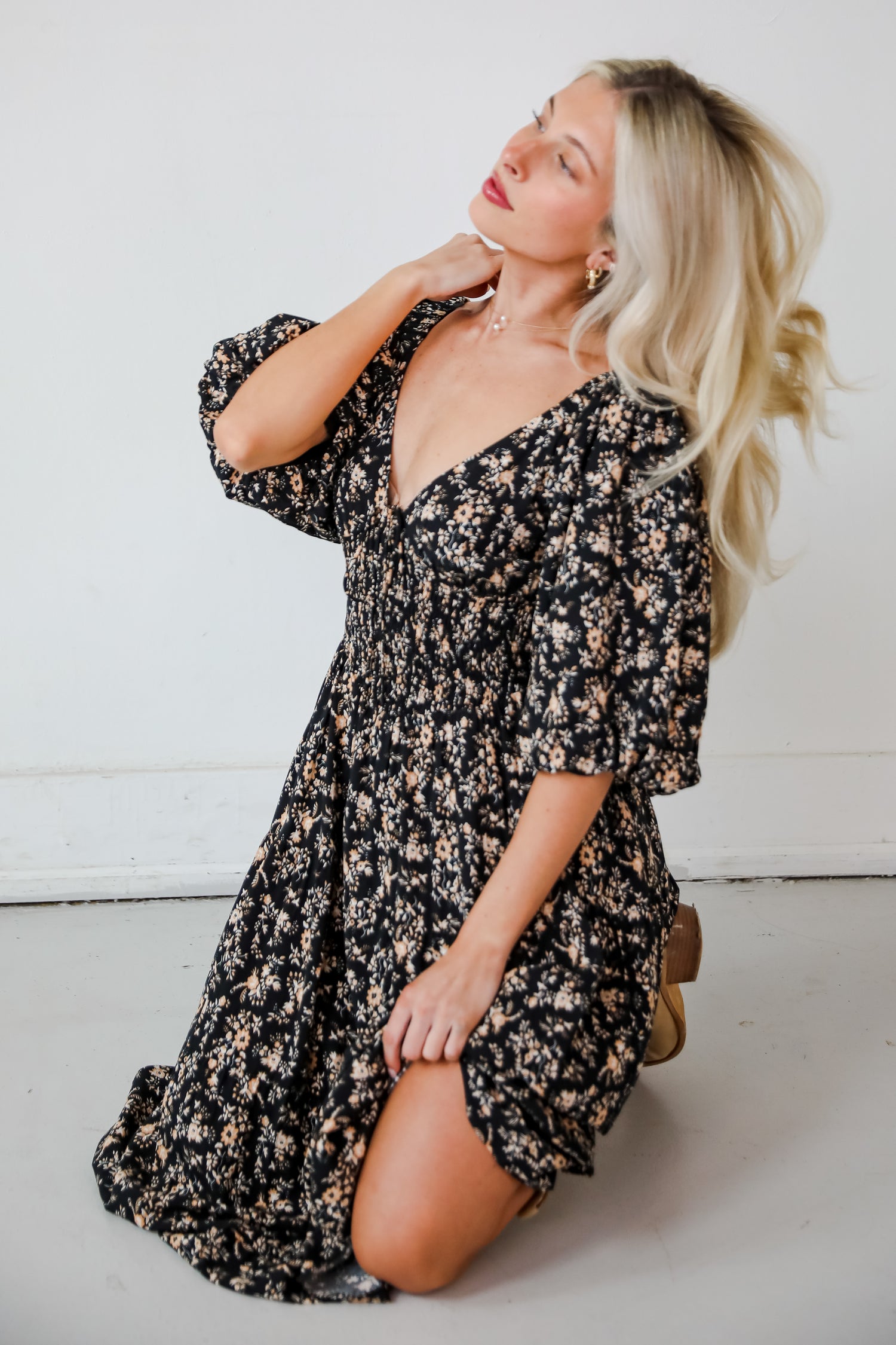 Meet For Tea Black Floral Maxi Dress