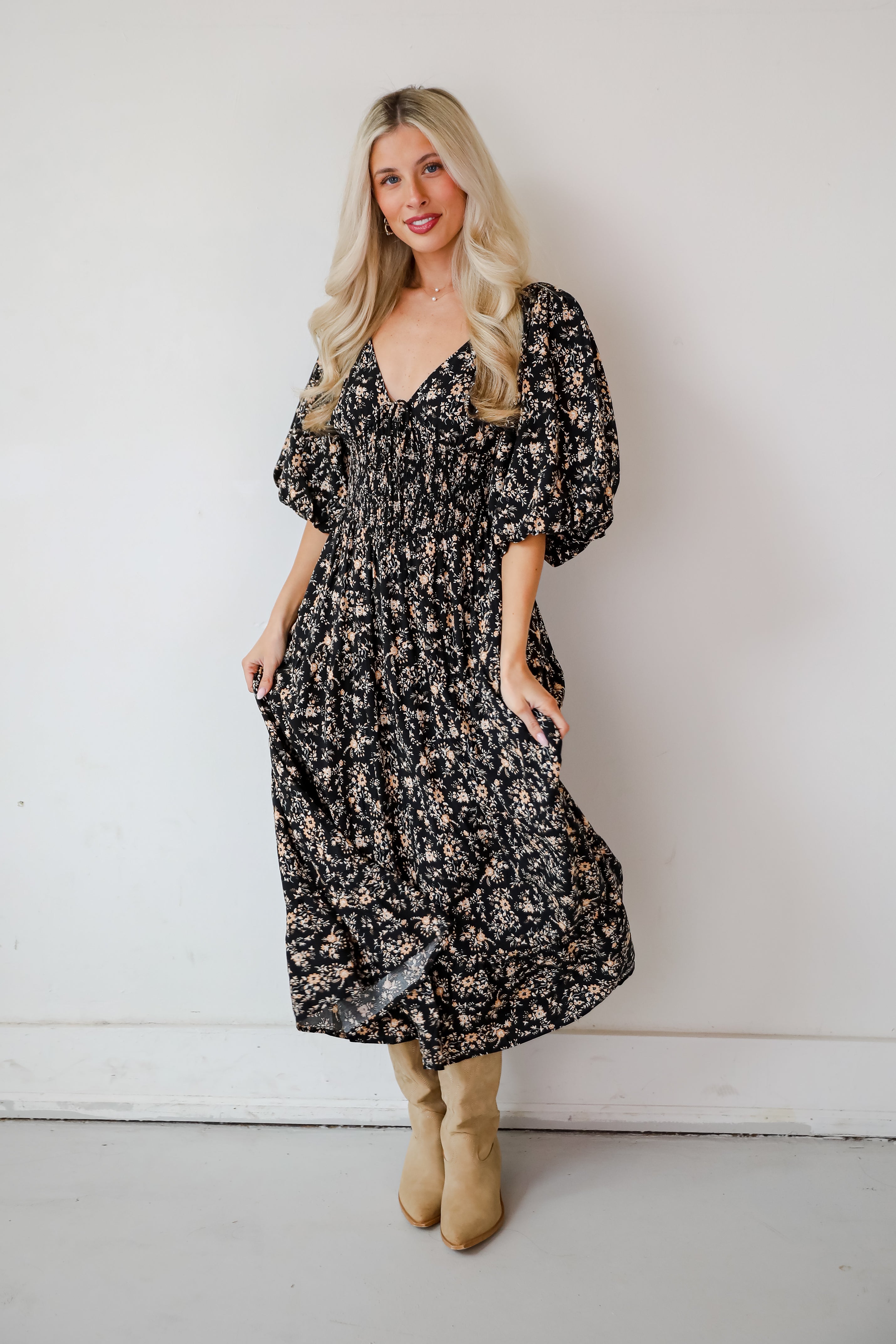 Meet For Tea Black Floral Maxi Dress