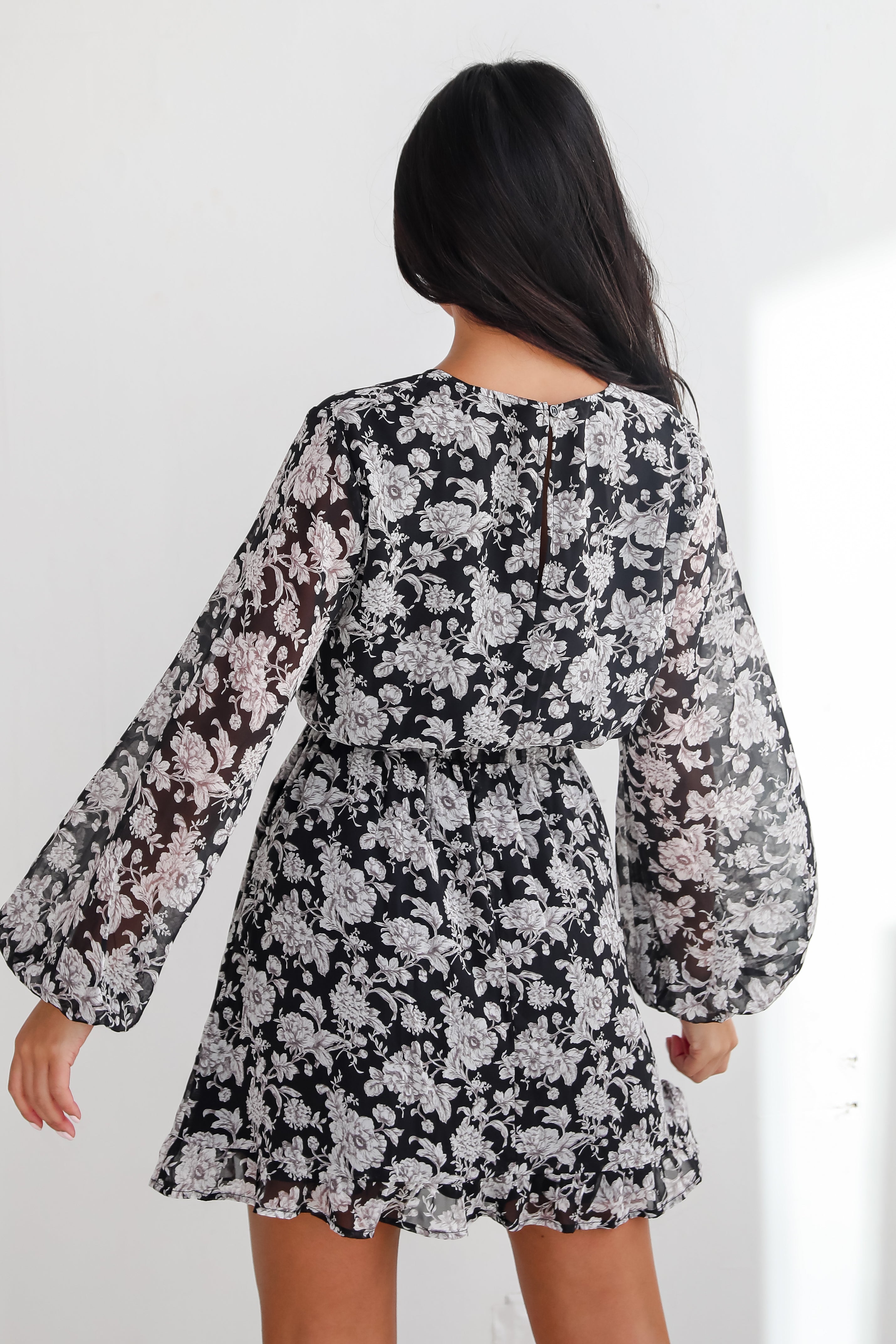 Romance In The Making Black Floral Mini Dress