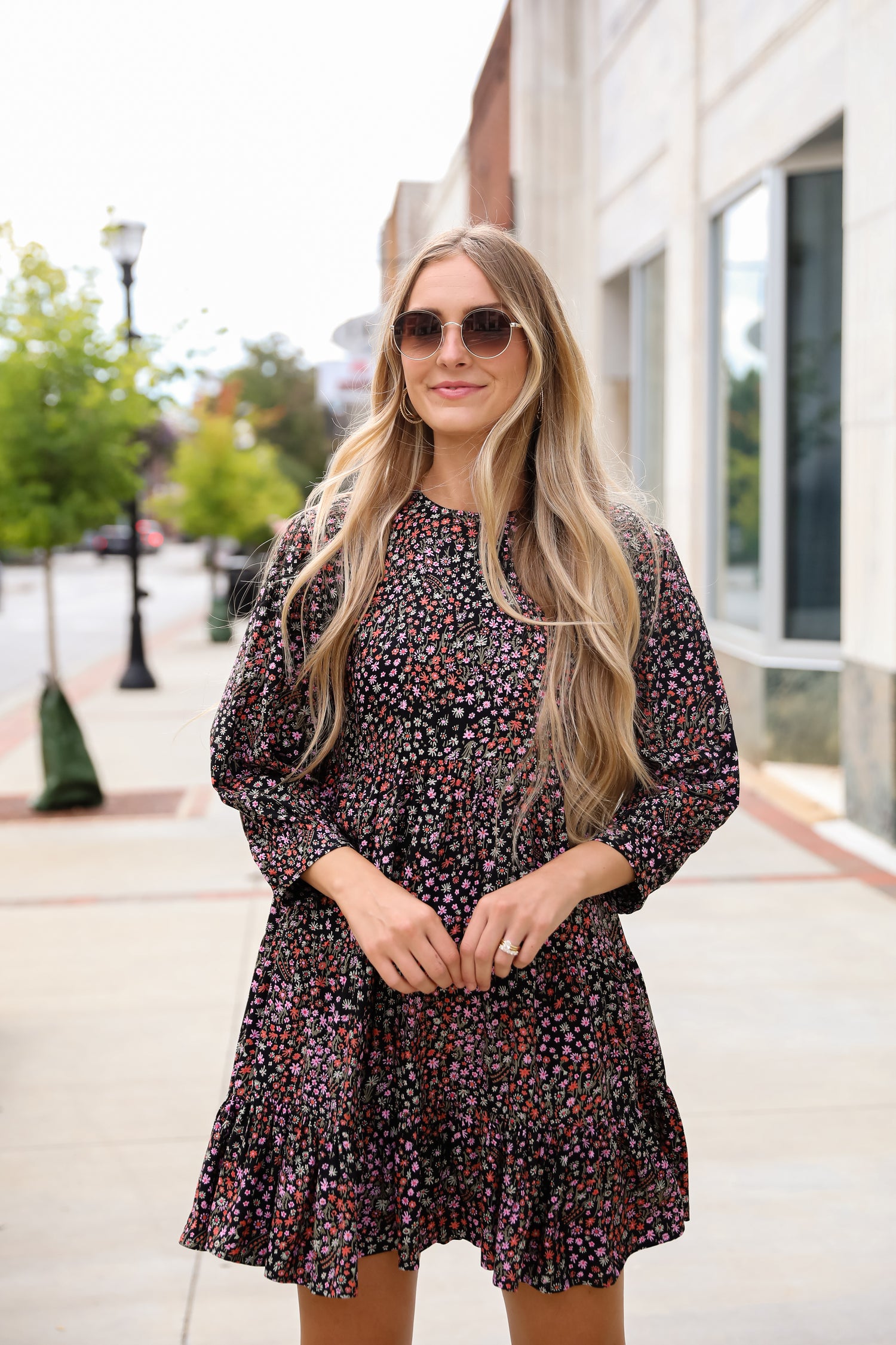 Gorgeous Outcome Black Floral Tiered Mini Dress