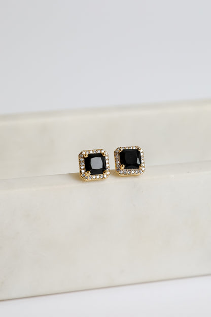 Sutton Black Gemstone Stud Earrings