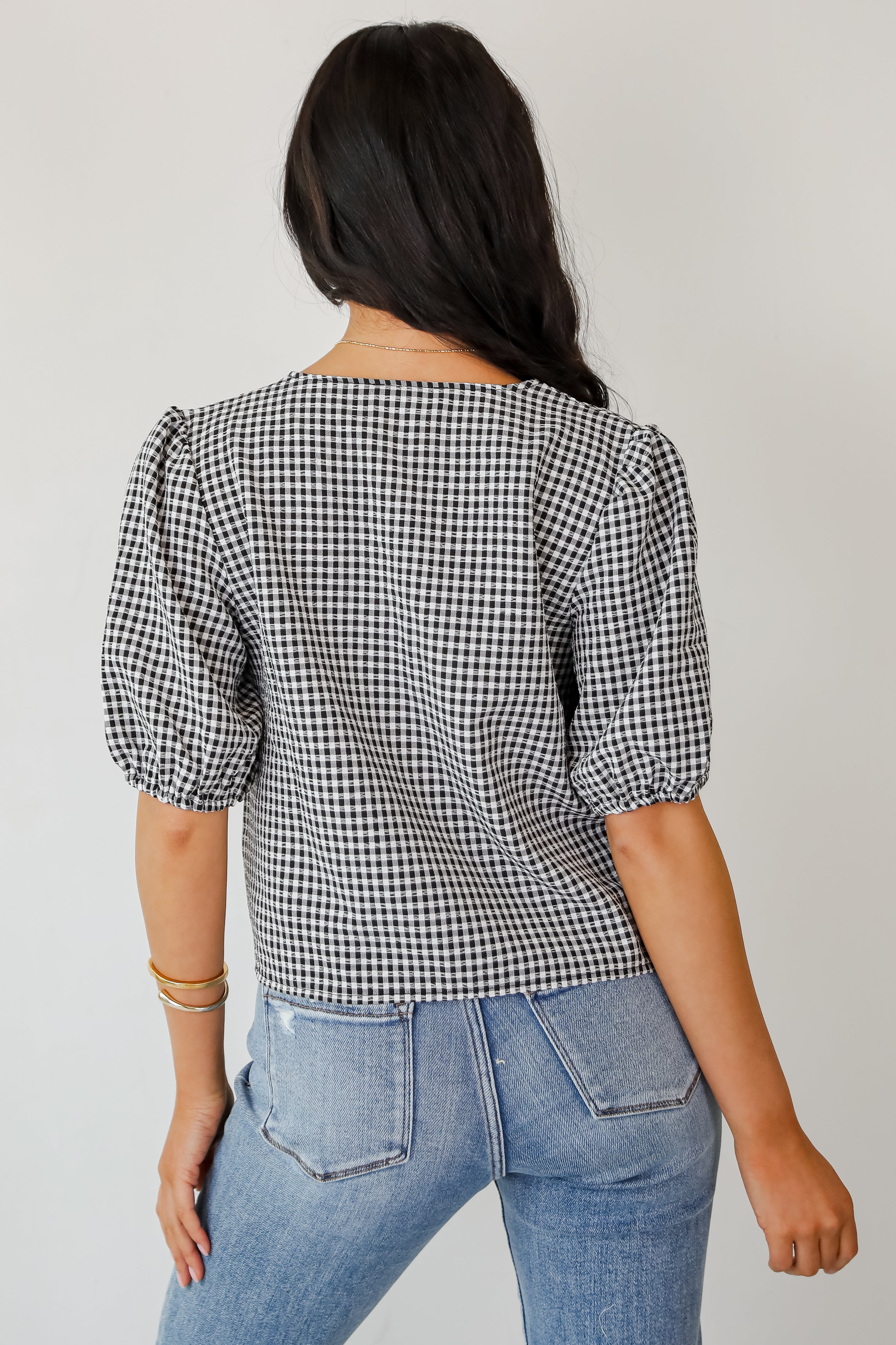 Special Moments Black Gingham Bow Blouse