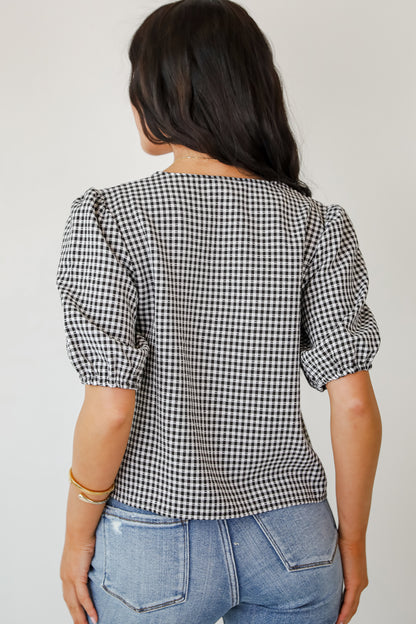 Special Moments Black Gingham Bow Blouse