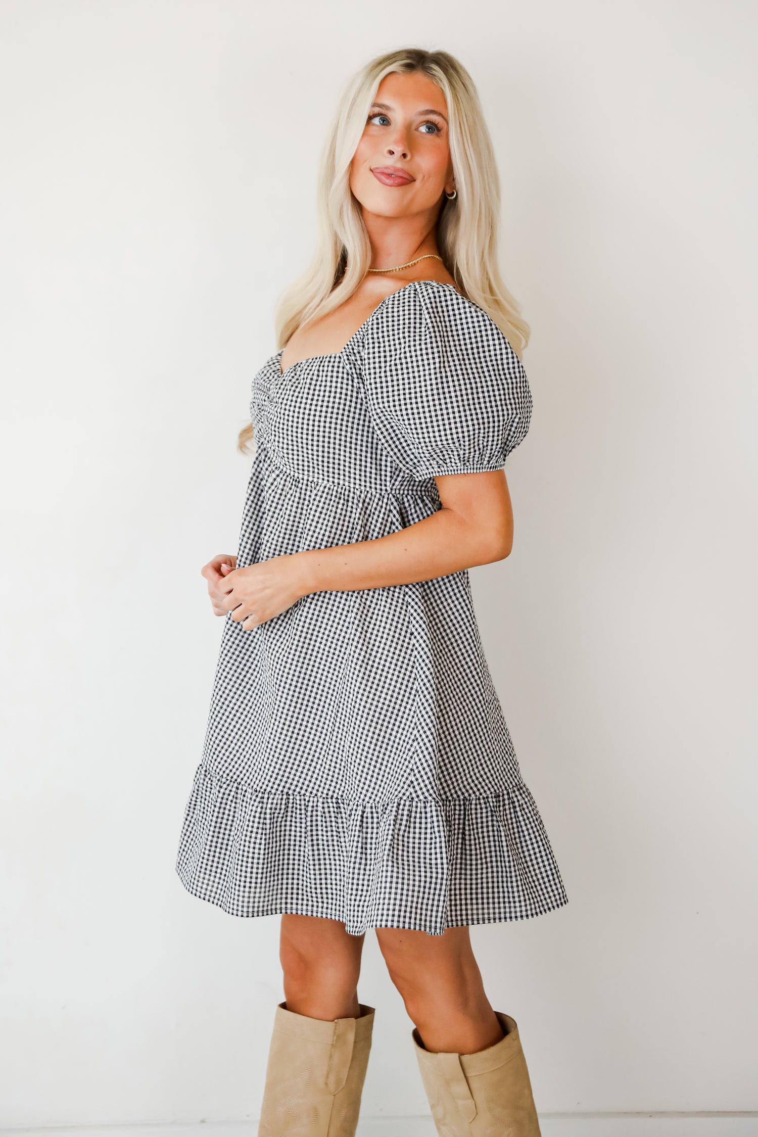 Truly The Cutest Black Gingham Mini Dress