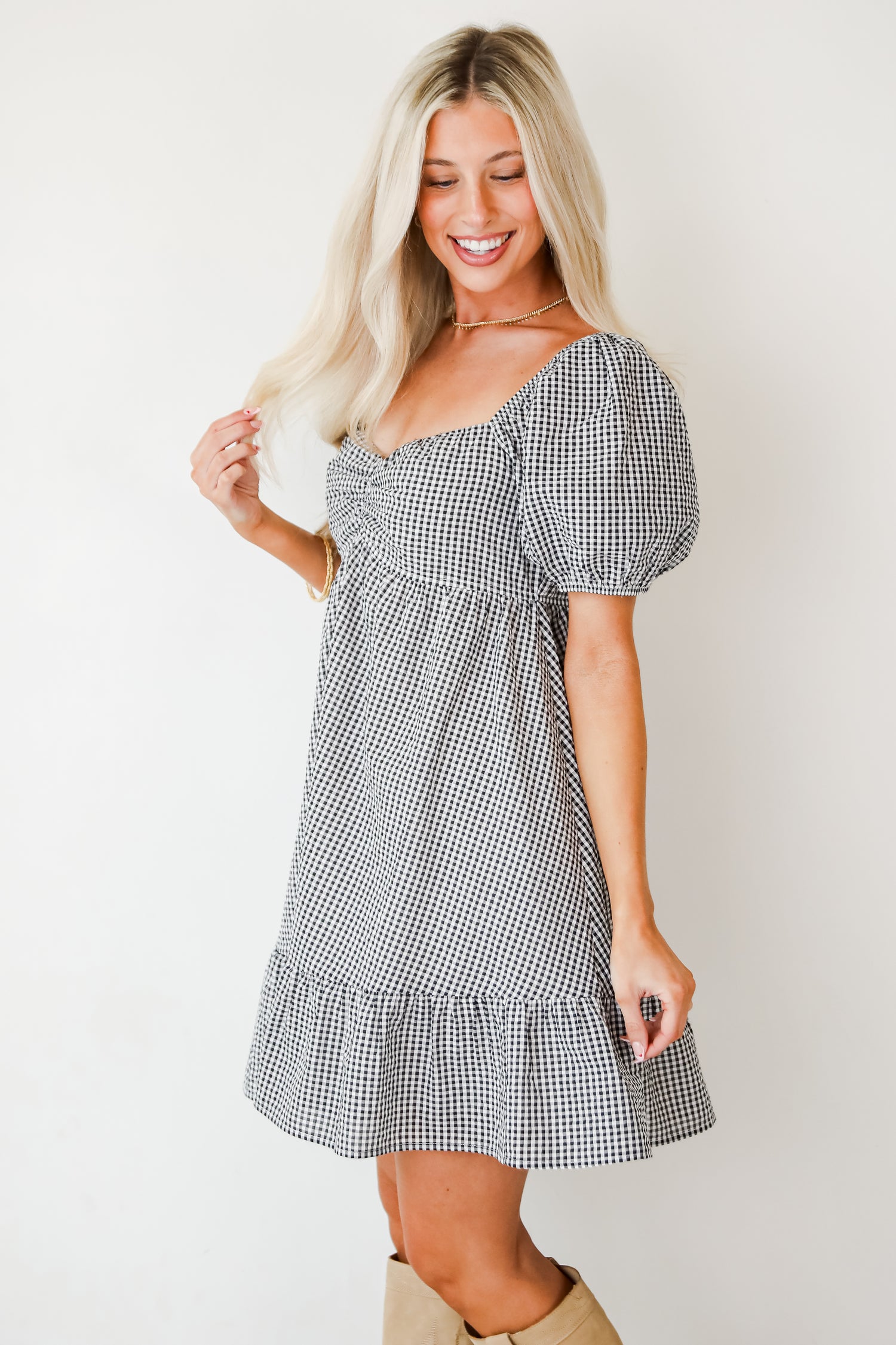 Truly The Cutest Black Gingham Mini Dress