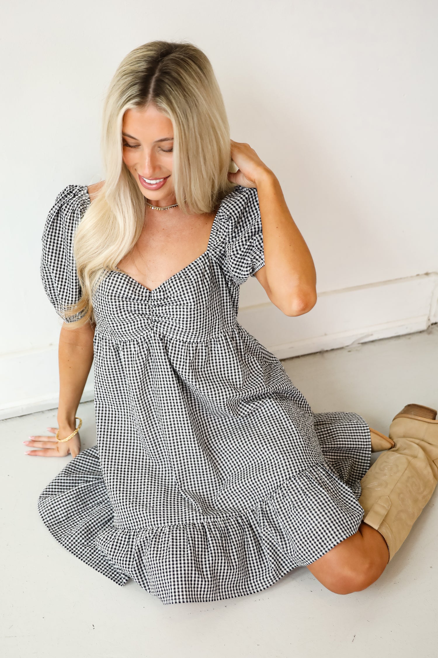 Truly The Cutest Black Gingham Mini Dress