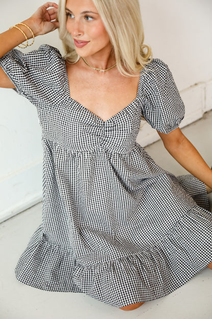 Truly The Cutest Black Gingham Mini Dress