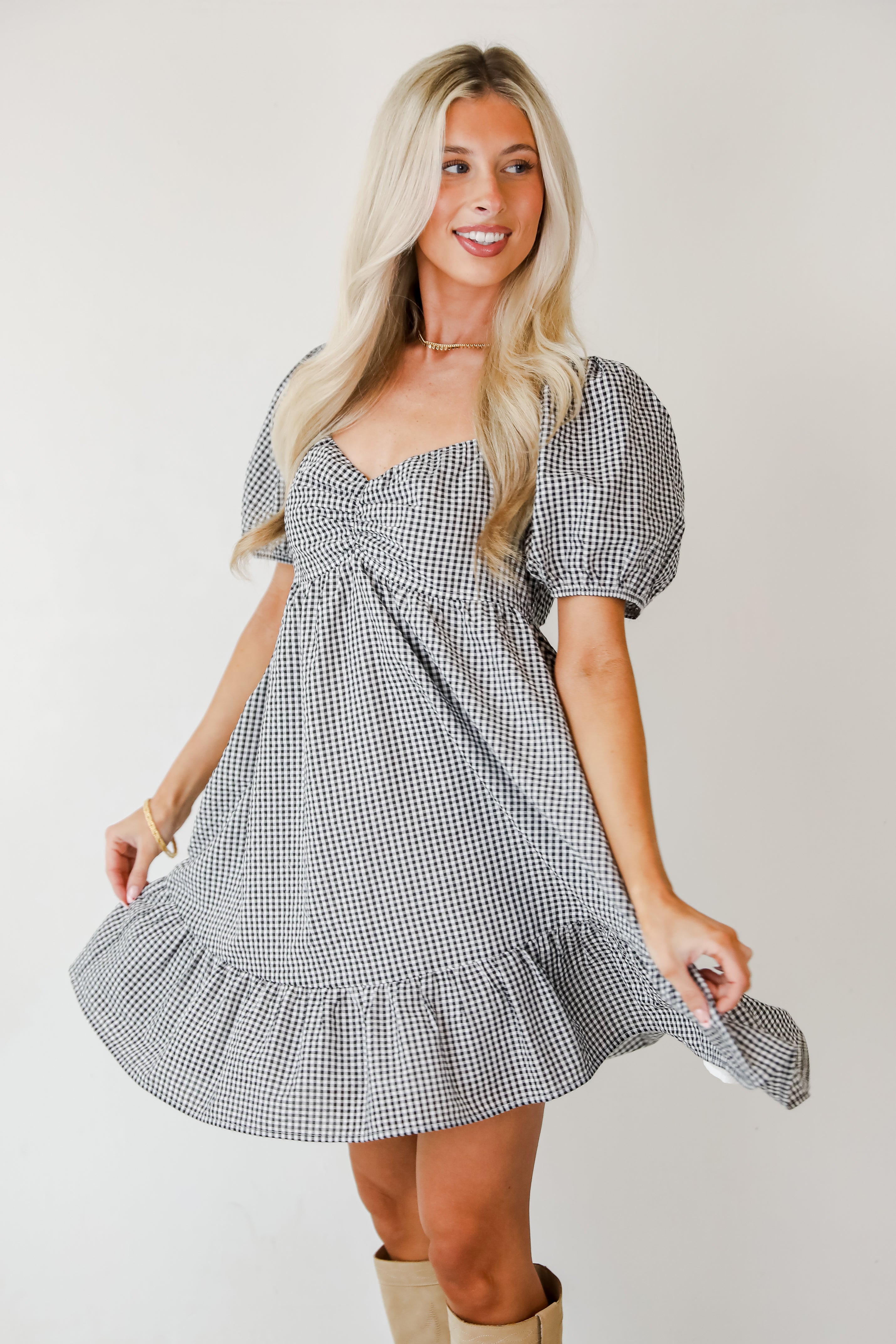 Truly The Cutest Black Gingham Mini Dress