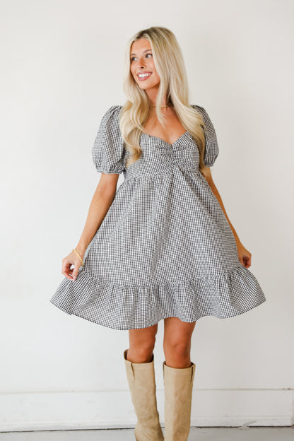 Truly The Cutest Black Gingham Mini Dress