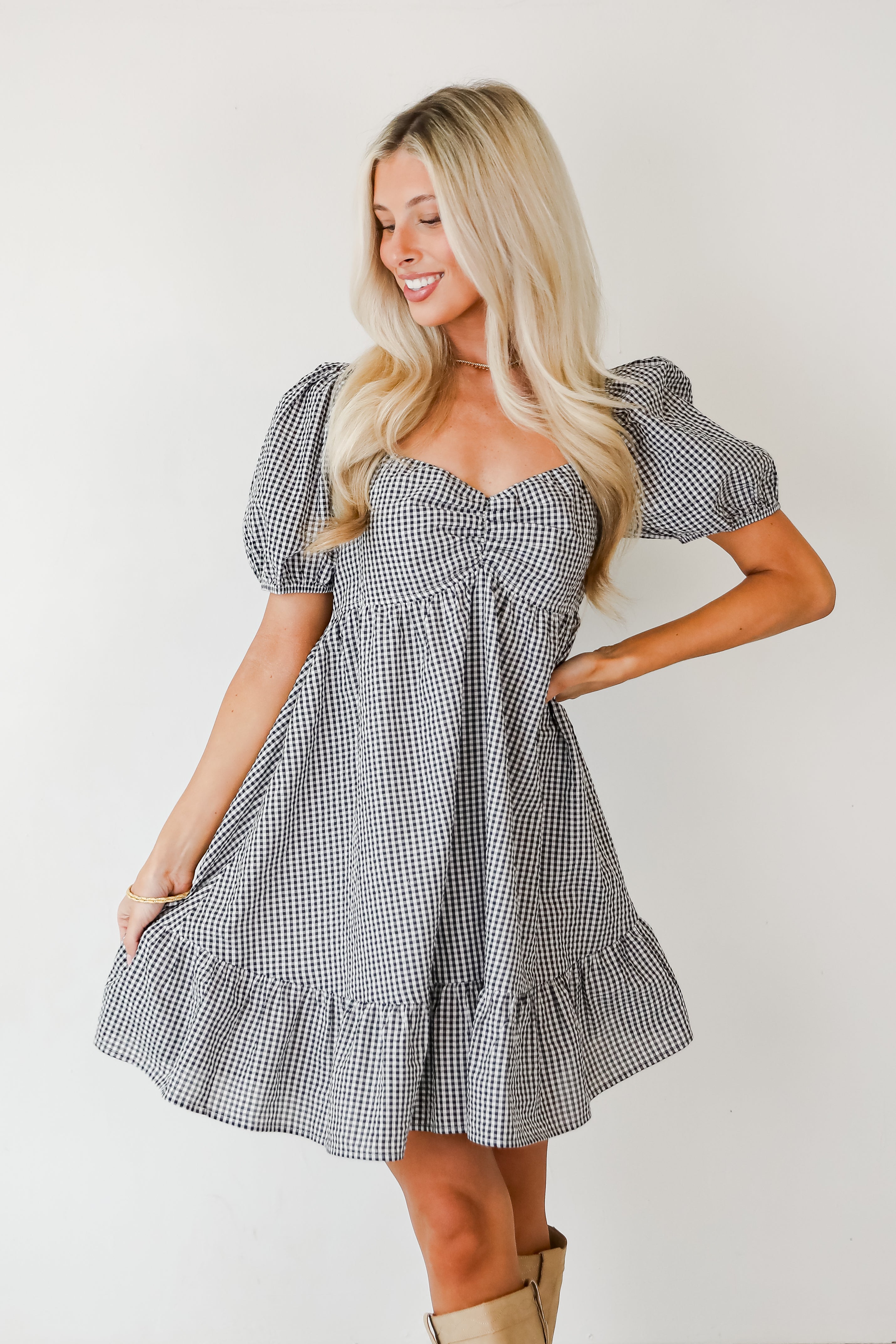 Truly The Cutest Black Gingham Mini Dress