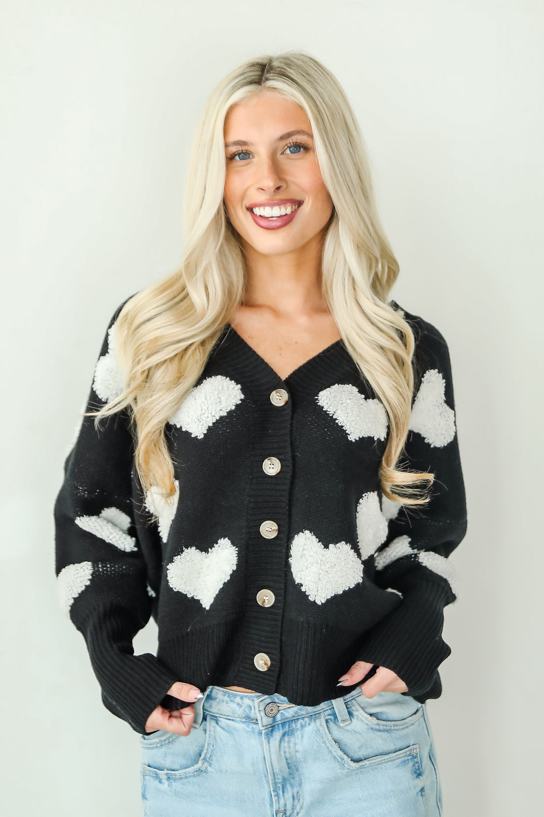 Incredibly Darling Black Heart Sweater Cardigan