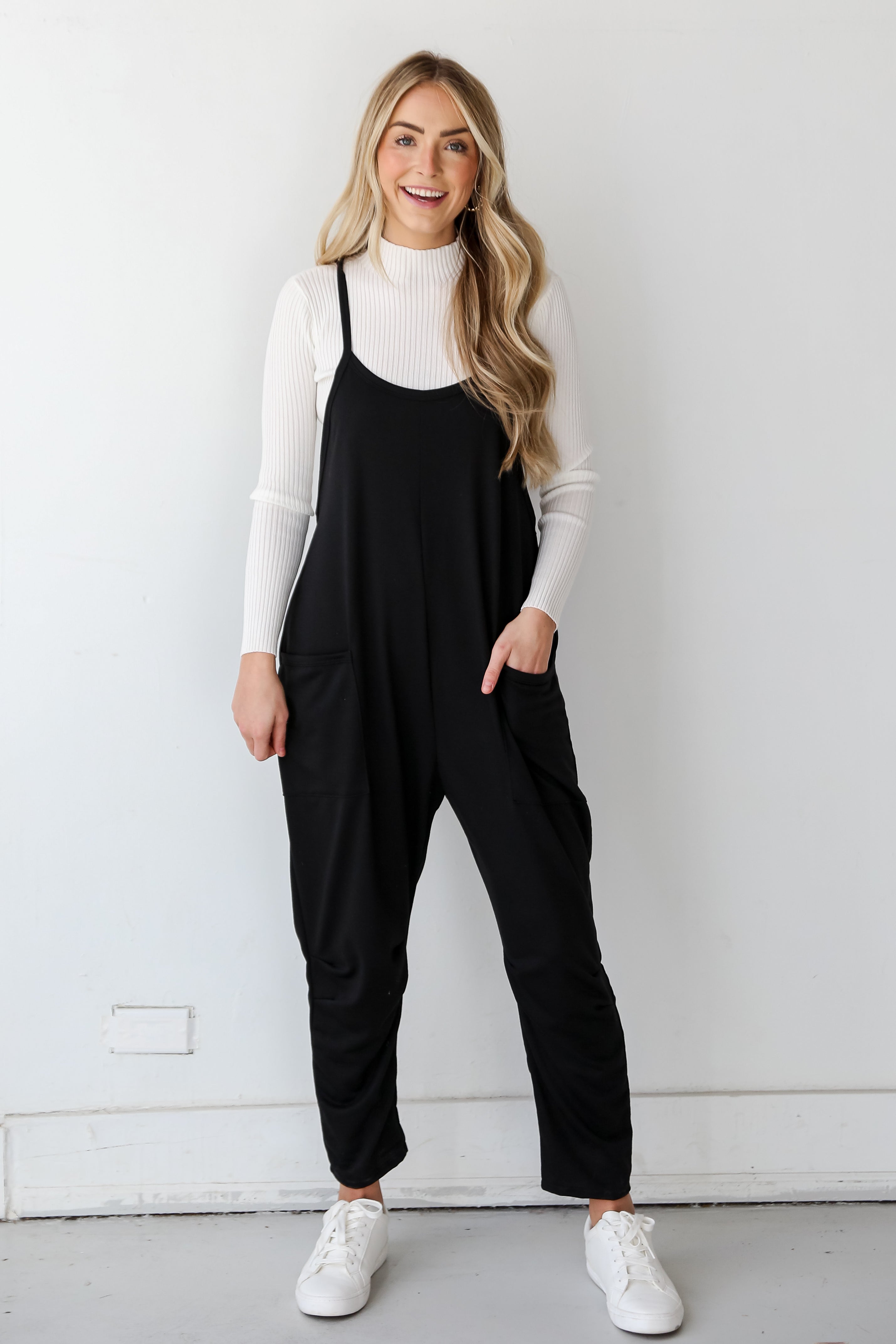 black drop crotch jumpsuit