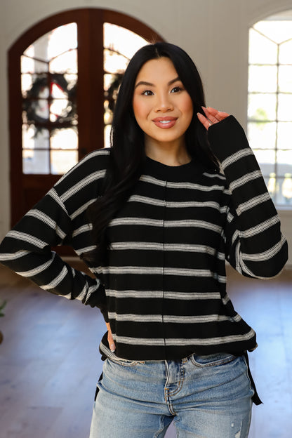 Adorable Simplicity Striped Lightweight Knit Sweater