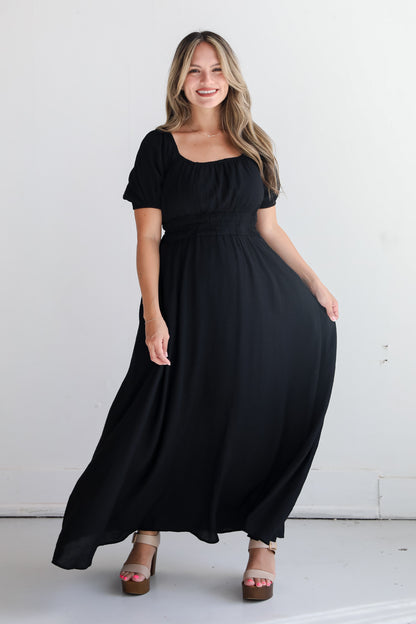 Instinctually Flirty Black Maxi Dress