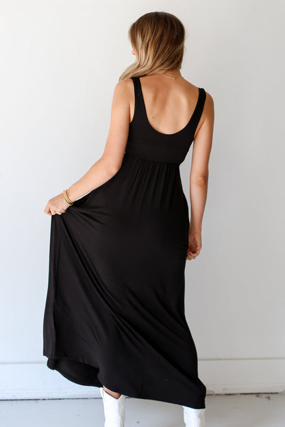 black Cutout Maxi Dress back view